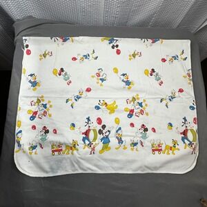 VTG 70S 80S WALT DISNEY PRODUCTIONS BABY BLANKET CRIB 40"X26" MICKEY MOUSE GOOFY